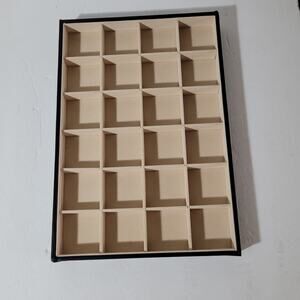 Elegant Tan & Black 24-Slot Jewelry Display Tray Organizer 13x9